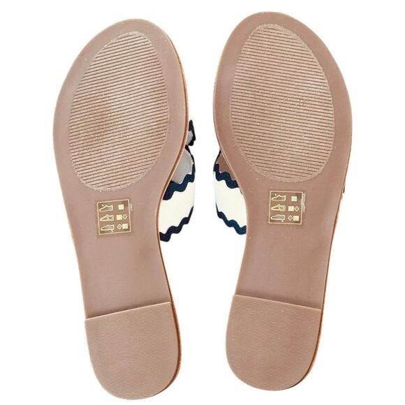 Draper James Colorblock Piper Flat Rick Rack Blue & White Ric Rac Sandals. 7.5. - Picture 4 of 7